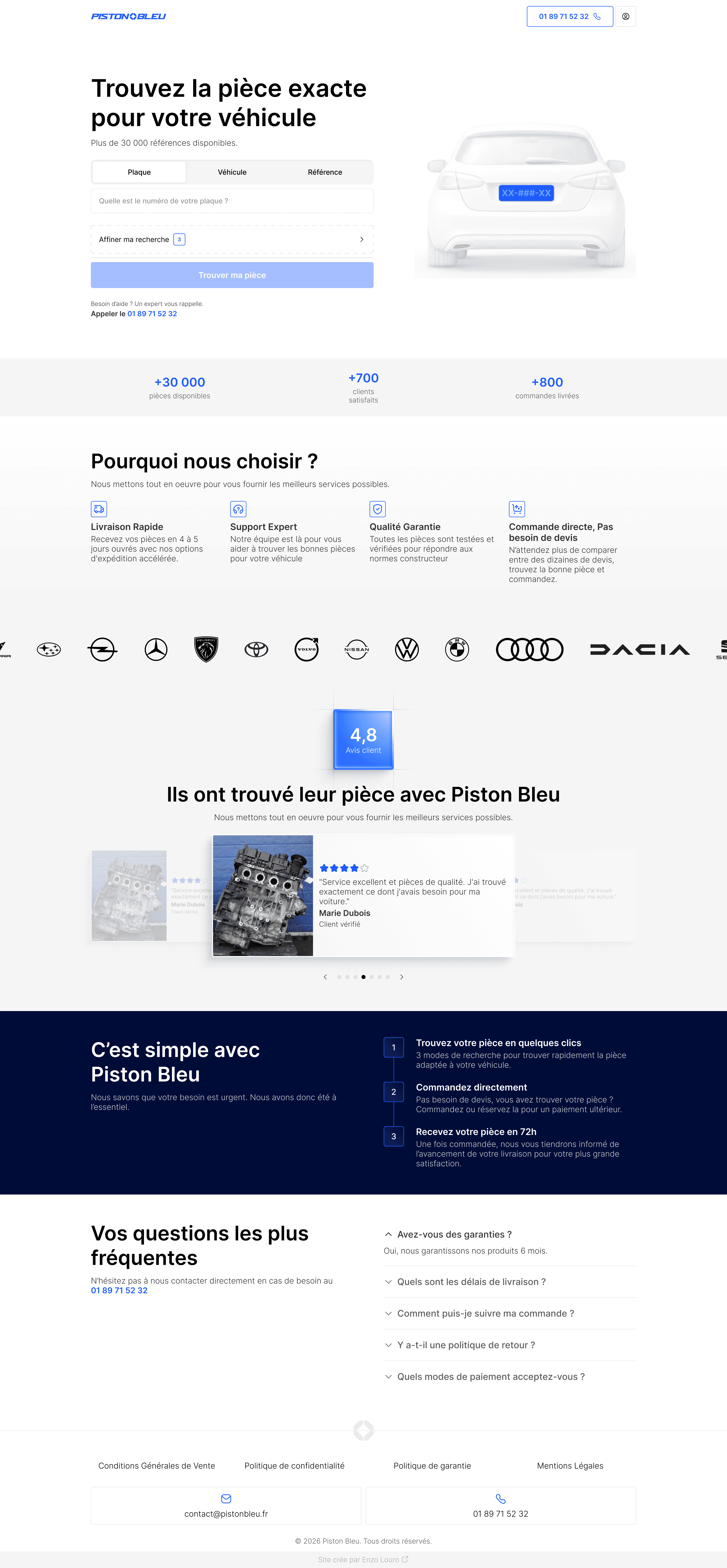 Aperçu du site Piston Bleu